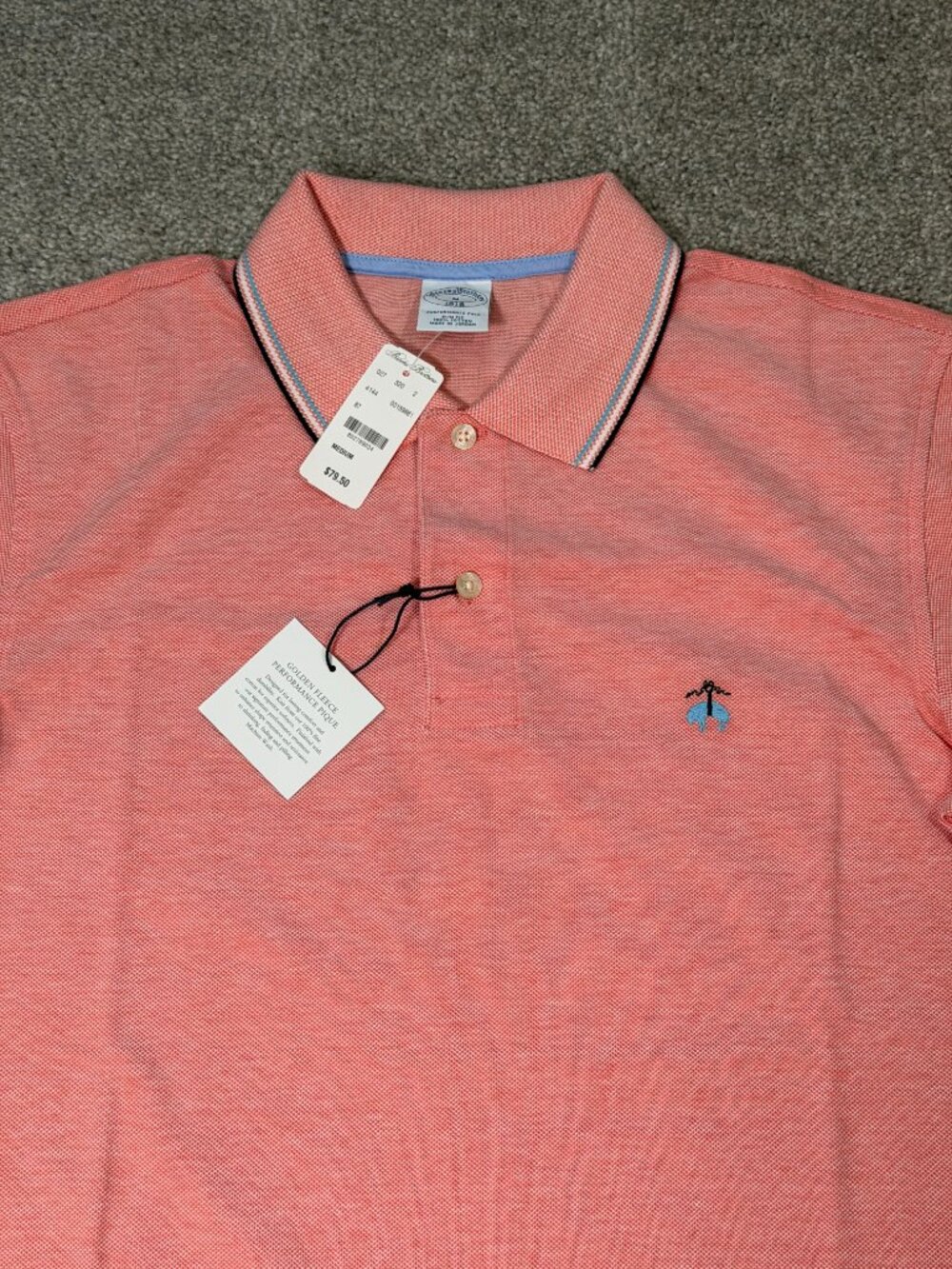 Brooks Brothers Performance Slim Polo - Coral Size Medium NWT - Picture 7 of 8